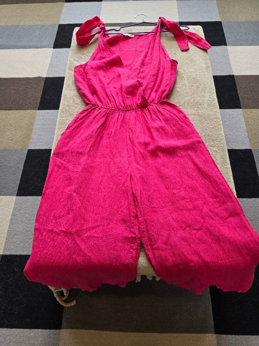 Francesca Bettini Made in Italy Hot Pink Linen Wide Leg Jumpsuit Medium